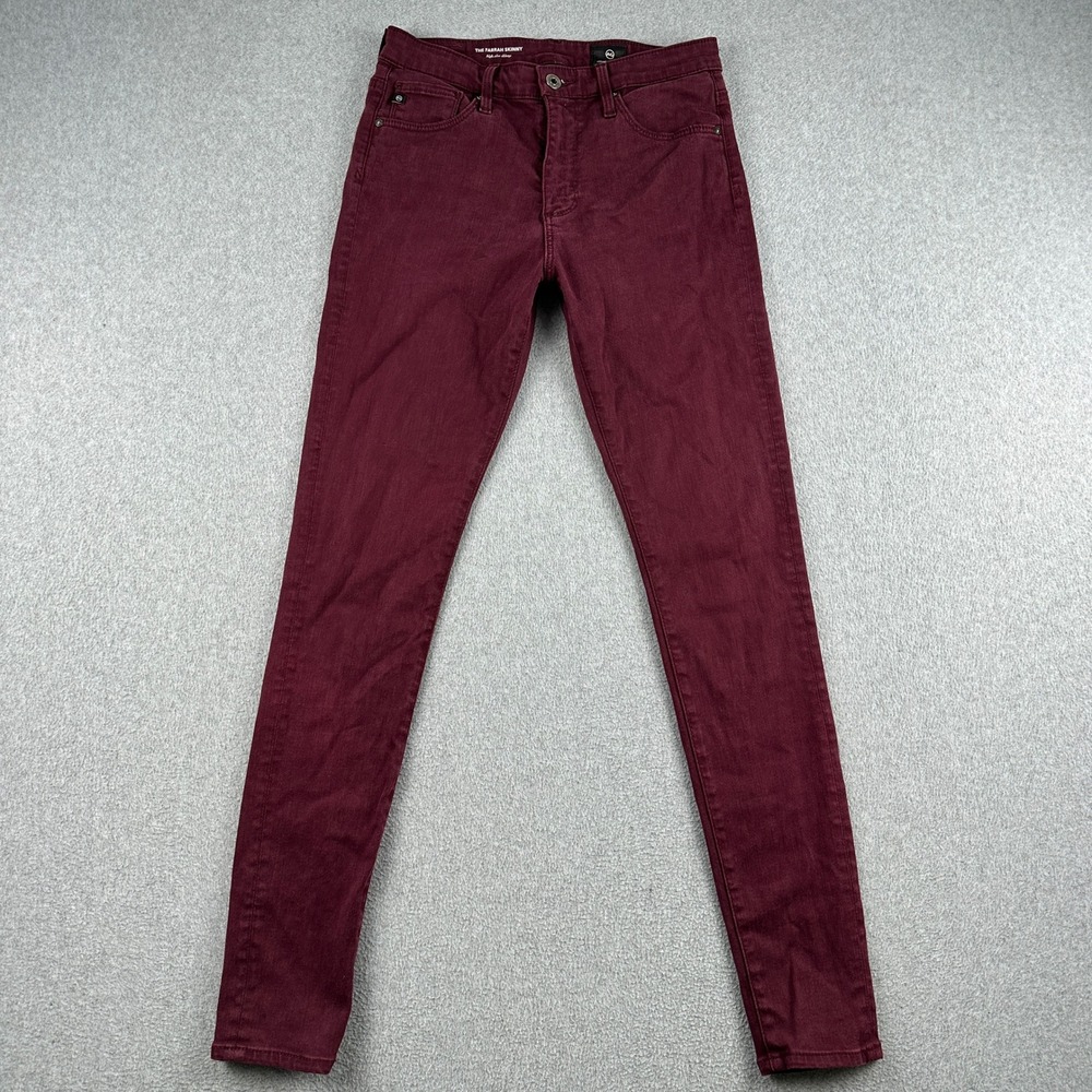 AG Adriano Goldschmied Jeans Womens 27 The Farrah Skinny Burgundy High Rise